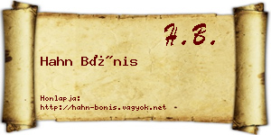Hahn Bónis névjegykártya